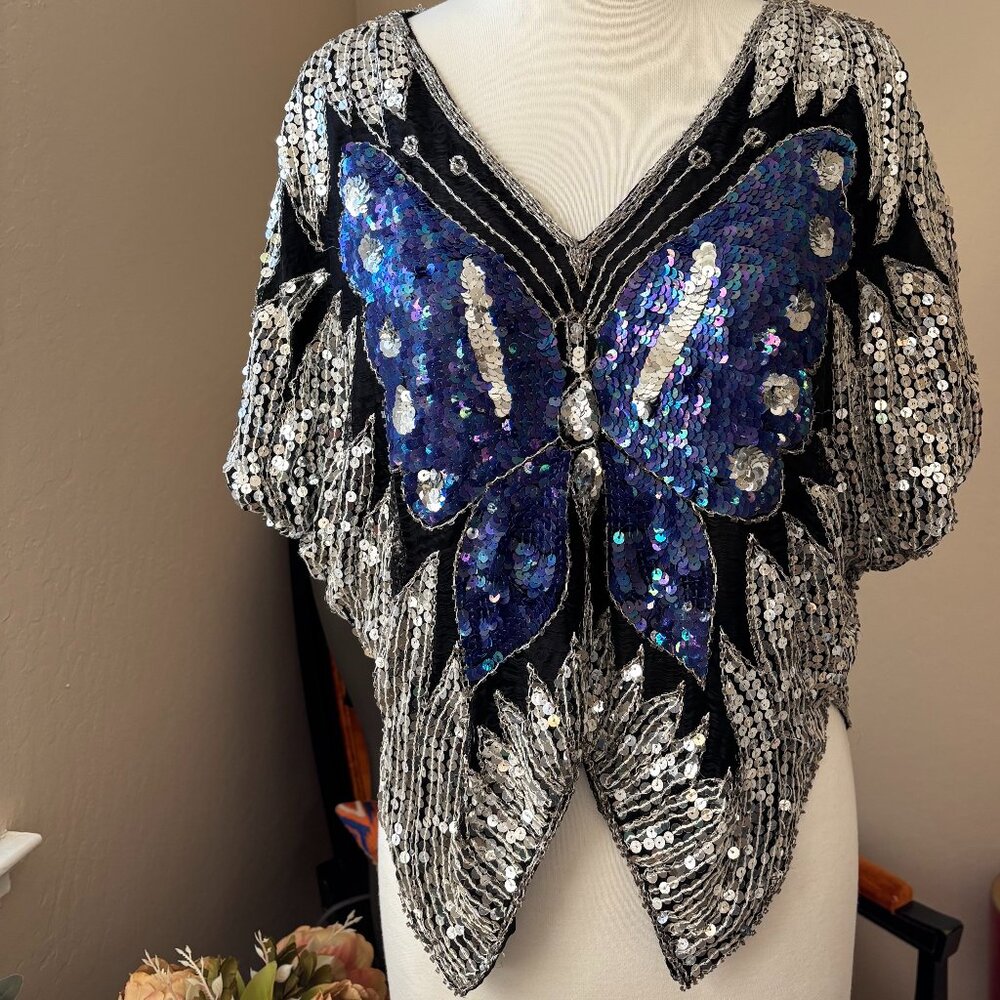 Vintage Sequin Butterfly Top